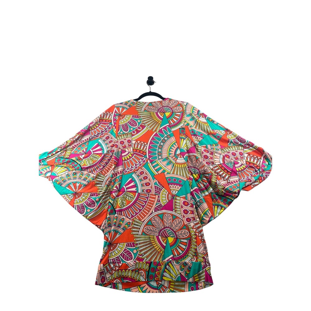 Cremieux Womens Batwing Sleeve Tunic Top Multi-Color Geometric Psychedelic Print - Picture 2 of 11